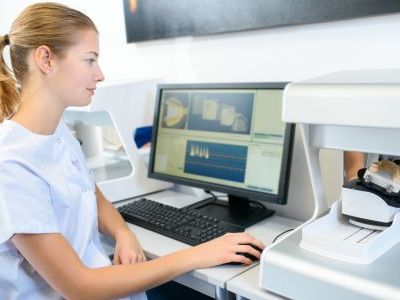 technik dentystyczny przygotowuje w programie komputerowym prototyp protezy zębowej